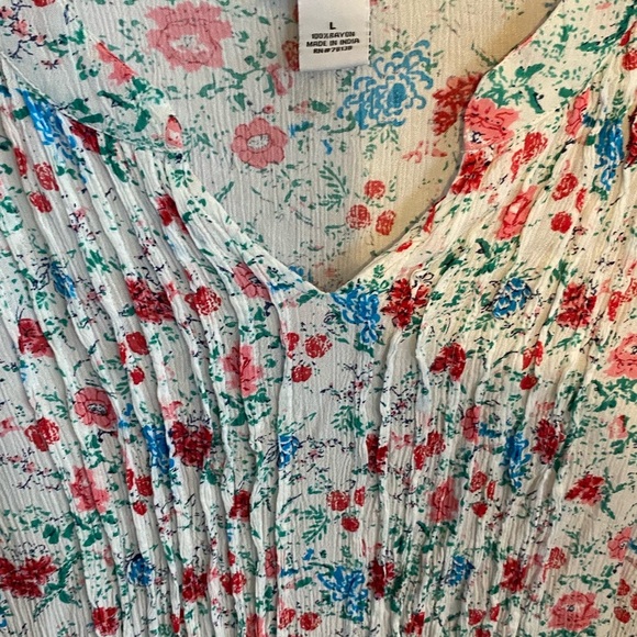 The Vermont Country Store Gauze Floral Print Long Sleeve Popover Shirt White L - Picture 10 of 10